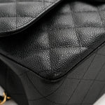 Caviar Quilted Jumbo Double Flap Black