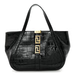Calfskin Crocodile Embossed Small Greca Goddess Shoulder Bag