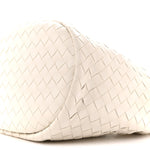 Calfskin Intrecciato Small Castello Bucket Bag White