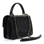 Lambskin Quilted Small Trendy CC Dual Handle Flap Bag Black
