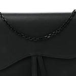 Ultra Matte Calfskin Saddle Chain Pouch Black