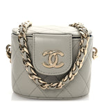 Lambskin Quilted Mini Vanity Case With Chain Grey