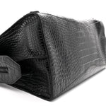 Semi Matte Calfskin Crocodile Embossed Neo Classic Black Hardware Large City Black