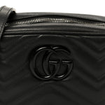 Calfskin Matelasse Monochrome Small GG Marmont Chain Shoulder Bag Black