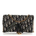 Oblique Saddle Chain Long Wallet Blue