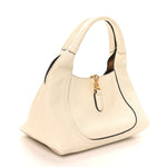 Grained Calfskin Softbit Medium Shoulder Bag White