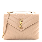 Calfskin Y Quilted Monogram Small Loulou Chain Satchel Dark Beige
