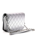Metallic Lambskin Large Like A Wallet Flap Silver