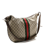 GG Supreme Monogram Web Ophidia Half Moon Hobo Brown