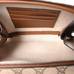 GG Supreme Monogram Textured Calfskin Emblem Mini Crossbody Beige Dark Brown