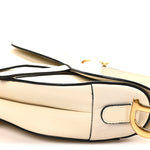 Grained Calfskin Saddle Bag White