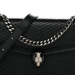 Quilted Nappa Smooth Calfskin Serpenti Forever Diamond Blast Shoulder Bag Black