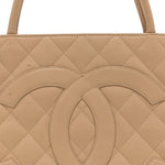 Caviar Quilted Medallion Tote Beige