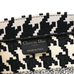 Canvas Macro Houndstooth Embroidered Medium Book Tote Black White