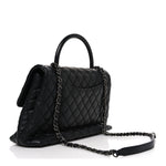 Caviar Quilted Medium Coco Handle Flap Black