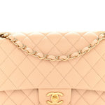 Lambskin Quilted Medium Double Flap Beige