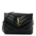 Calfskin Y Quilted Monogram Toy Loulou Crossbody Bag Black