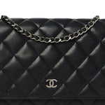 Lambskin Quilted Wallet On Chain WOC Black