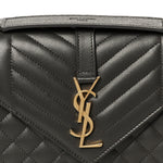 Grain De Poudre Textured Mixed Matelasse Triquilt Medium Monogram Satchel Pebble