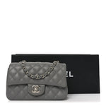 Caviar Quilted Mini Rectangular Flap Grey