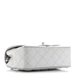 Metallic Lambskin Quilted Mini Rectangular Flap Silver