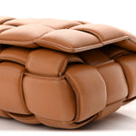 Nappa Maxi Intreccio Padded Cassette Crossbody Bag Caramel
