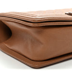 Caviar Quilted Medium Boy Flap Light Brown