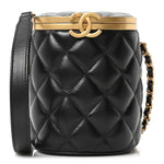 Lambskin Quilted Mini Crown Box Bag Black