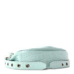 Extra Supple Calfskin Crocodile Embossed Le Cagole Shoulder Bag XS Green Acqua