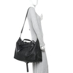 Grained Calfskin Rockstud Travel Tote Bag Black