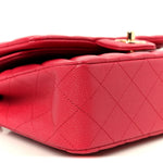 Caviar Quilted Small Double Flap Dark Pink