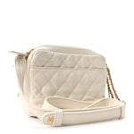 Calfskin Quilted Small Camera Case White