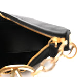 Satin Crystal Mini Vlogo Moon Bag Black