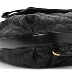 Denim Calfskin Quilted Backpack Dark Grey Black