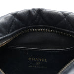 Grained Calfskin Quilted Pearl Pouch Hobo Black