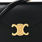 Shiny Calfskin Triomphe Margo Wallet on Chain Black