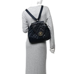 Caviar Quilted CC Drawstring Backpack Navy