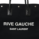Linen Calfskin Rive Gauche North South Tote Black