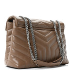 Calfskin Y Quilted Monogram Medium Loulou Chain Satchel Desert Storm