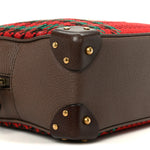 Cotton Wool Textured Calfskin Houndstooth Woven Square Messenger Bag Red Green Ivory Multicolor New Acero