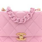 Lambskin Quilted Mini Lacquered Chain Flap Pink