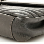 Sheepskin Matelasse Chevron Monogram Medium College Bag Asphalt