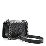 Caviar Quilted Small Boy Flap Black