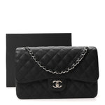 Caviar Quilted Jumbo Double Flap Black