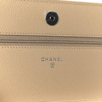 Caviar Quilted Wallet on Chain WOC Beige