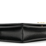 Textured Calfskin Script Logo Wallet On Chain Black