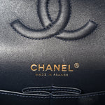 Denim Quilted Medium Double Flap Dark Blue
