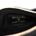 Velvet Effect Nylon Shiny Crumpled Calfskin Mini Quilted Chanel 25 Clutch With Chain Black