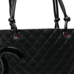 Calfskin Quilted Large Cambon Tote Black