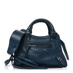 Grained Calfskin Neo Classic Silver Hardware Mini City Petrol Blue
